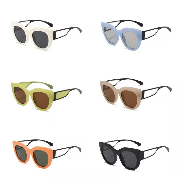 New Fashion Retro Cross-Border Sunglasses for Men Women Travel Sunscreen Unisex PC Frame Blue Black Orange Green Lens Colors