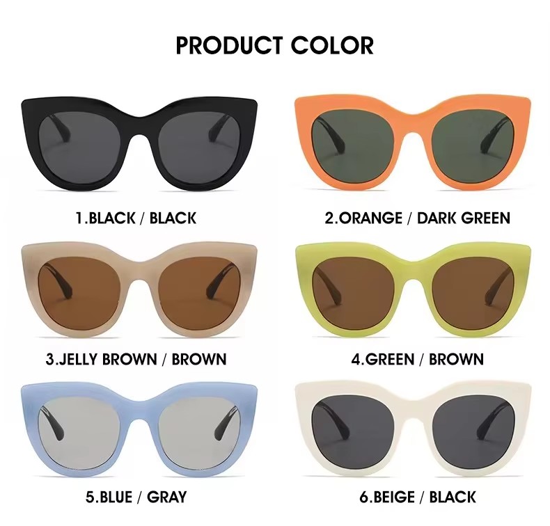 New Fashion Retro Cross-Border Sunglasses for Men Women Travel Sunscreen Unisex PC Frame Blue Black Orange Green Lens Colors