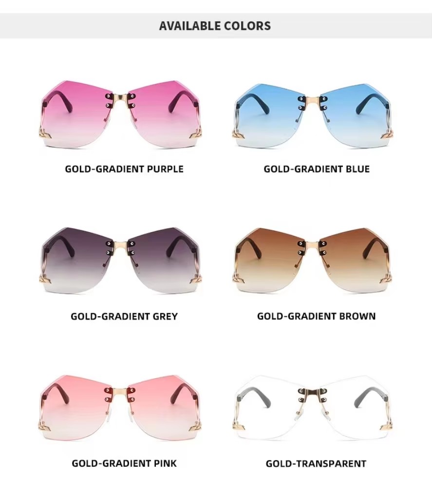 New Fashion Rimless Sunglasses Female Personality Trend Hollow Mirror Legs Irregular Ocean Piece Sunglasses