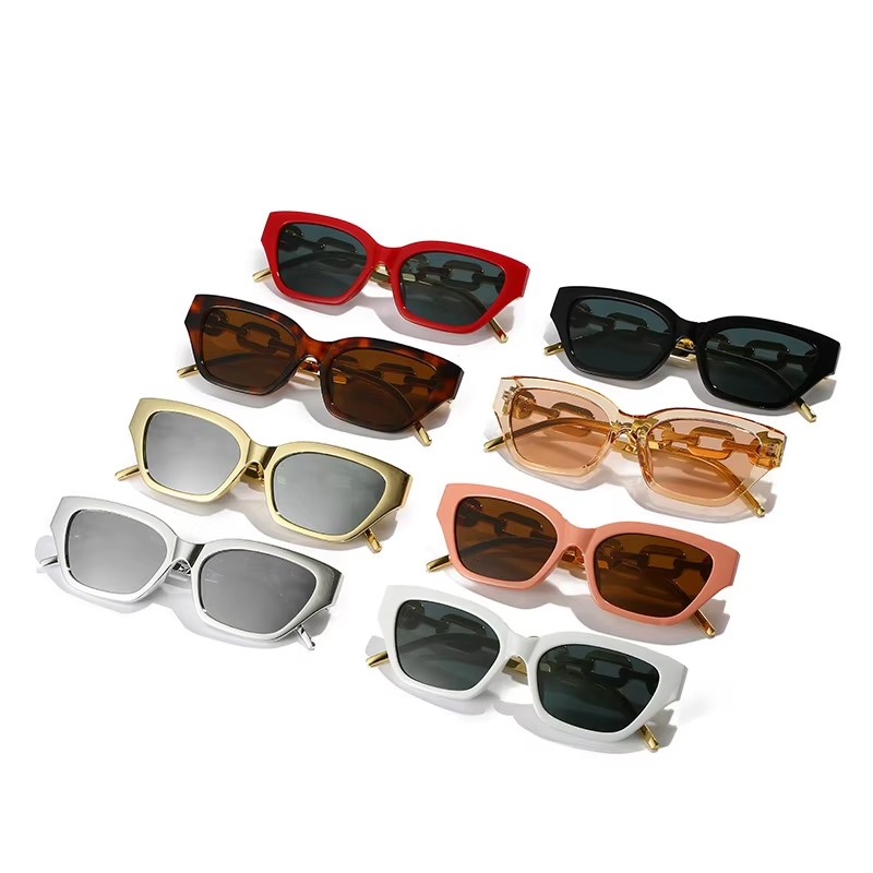 New Glasses Frame Men Women Sunglasses Personalized Small Frame Chain Sunglasses