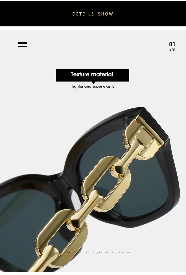 New Glasses Frame Men Women Sunglasses Personalized Small Frame Chain Sunglasses