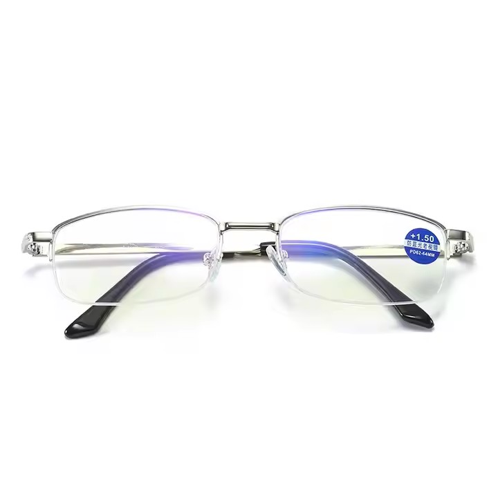 New Half Frame Anti Blue Light Presbyopia Glasses For Man And Women Metal Reading Glasses