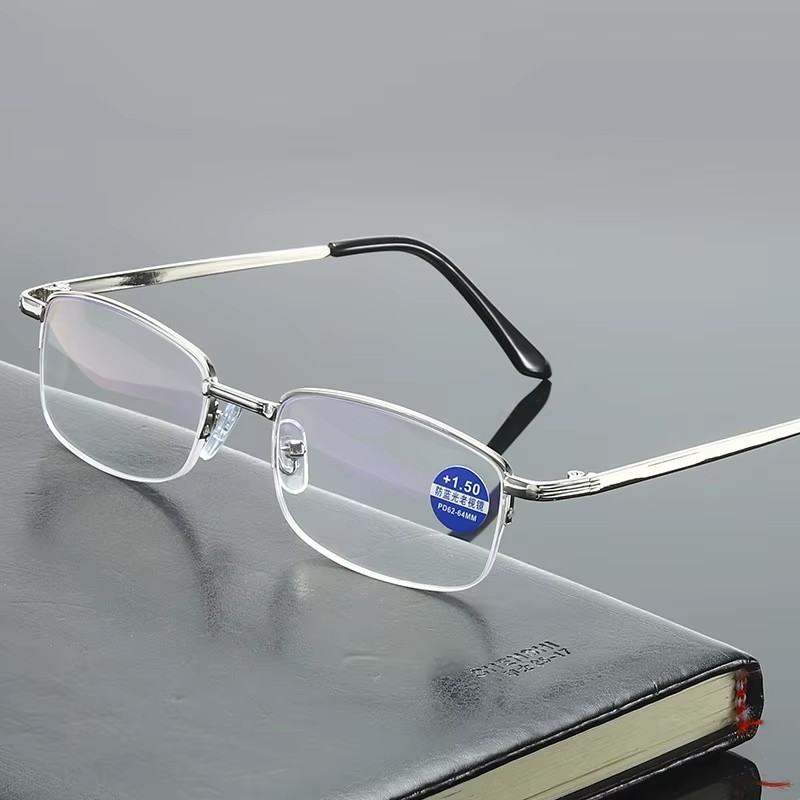 New Half Frame Anti Blue Light Presbyopia Glasses For Man And Women Metal Reading Glasses