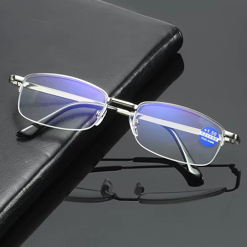 New Half Frame Anti Blue Light Presbyopia Glasses For Man And Women Metal Reading Glasses