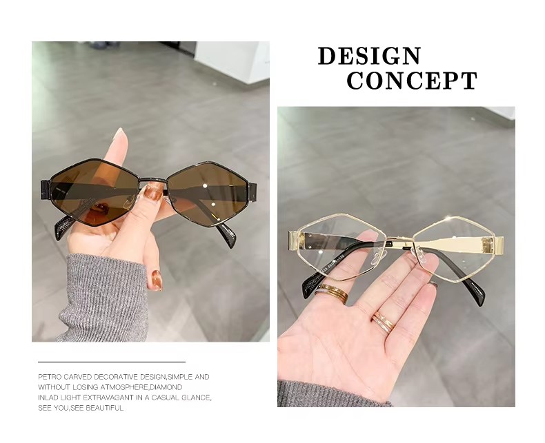 New Men's Polygonal Blue Black Sunglasses Trendy Optical Glasses Titanium Pc Frame Blue Light Filtering Hot Trending Product