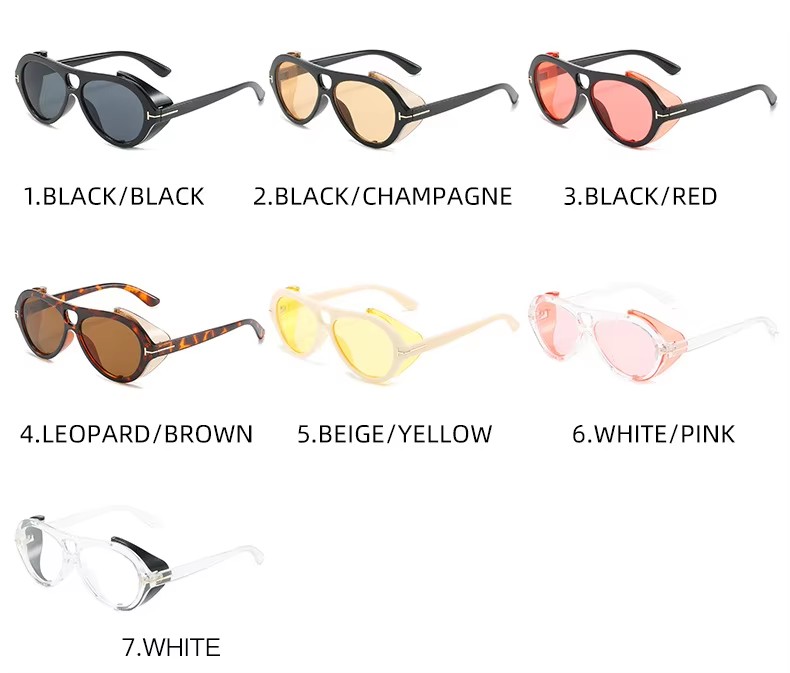 New Punk Sunglasses Trend Internet Celebrity Brand The Same Steam Glasses Personality Oval Sunglasses