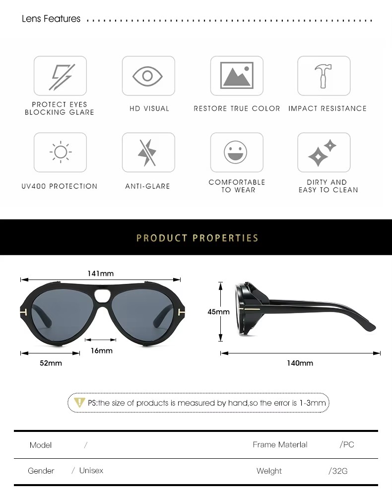 New Punk Sunglasses Trend Internet Celebrity Brand The Same Steam Glasses Personality Oval Sunglasses