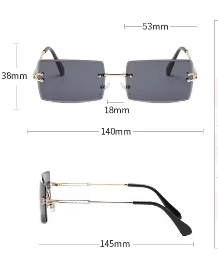 New Rimless Cut Edge Square Gradient Ocean Sunglasses