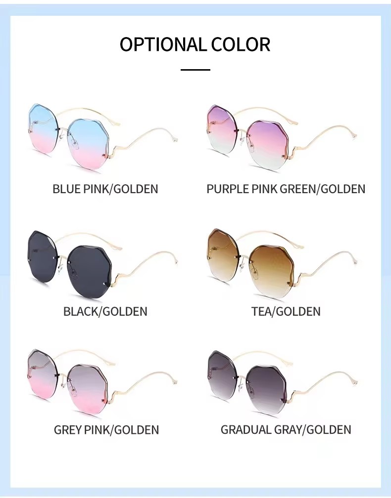 New Rimless Cut Edge Sunglasses Fashion European And American Trend Ocean Sheet Gradual Shades Butterfly Flower Sunglasses