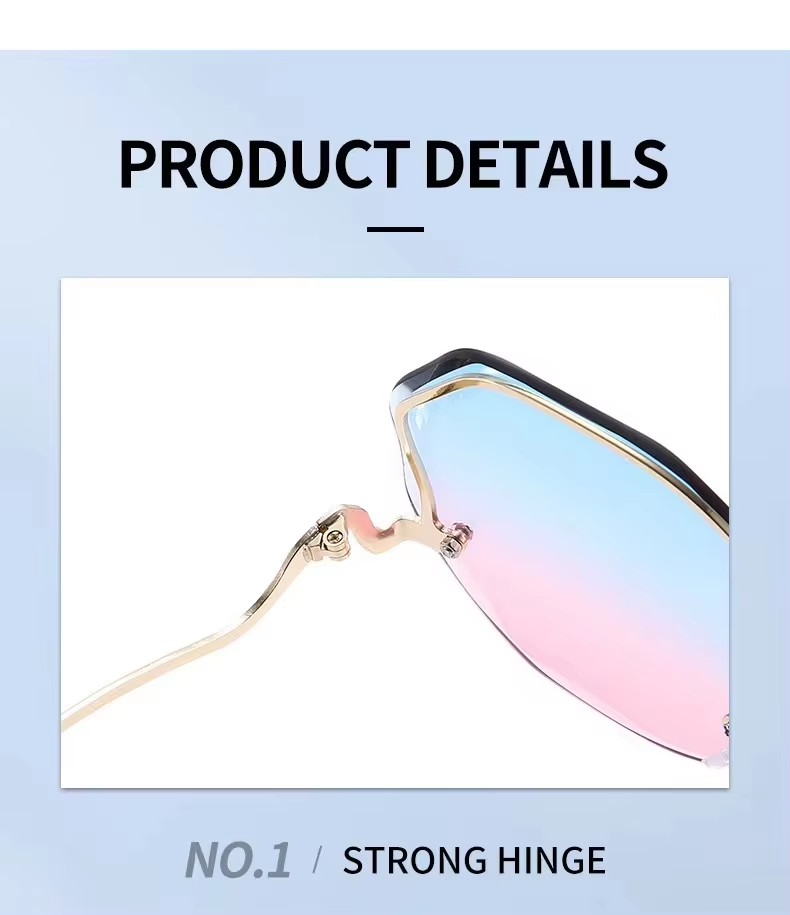 New Rimless Cut Edge Sunglasses Fashion European And American Trend Ocean Sheet Gradual Shades Butterfly Flower Sunglasses