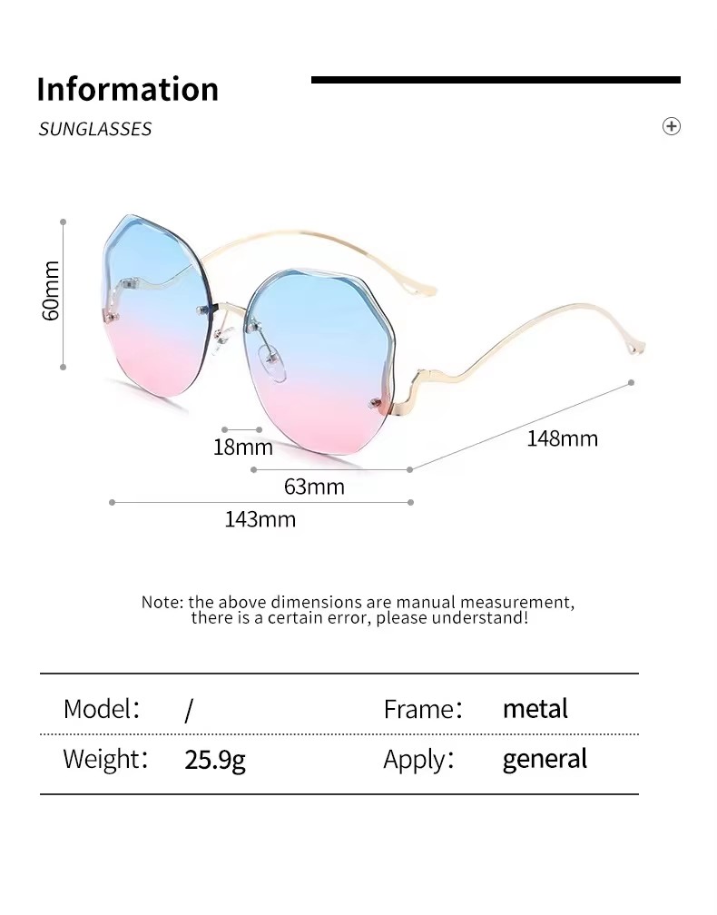 New Rimless Cut Edge Sunglasses Fashion European And American Trend Ocean Sheet Gradual Shades Butterfly Flower Sunglasses