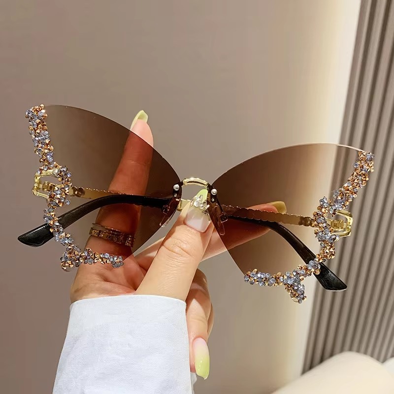 New Rimless Sunglasses For Women Butterfly