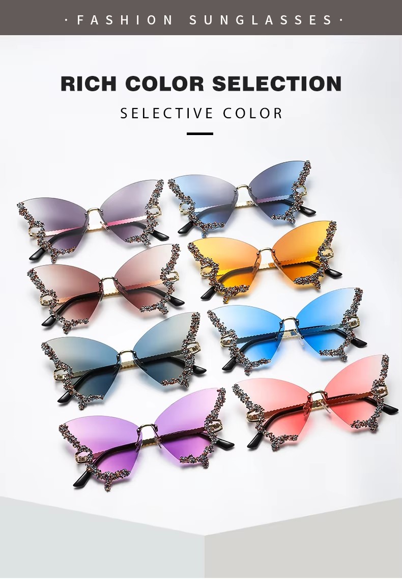 New Rimless Sunglasses For Women Butterfly