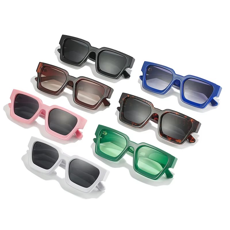 New Wholesale Luxury Designer Plastic Frame Sunglasses Uv400 Thick Full Frame Candy Color Men Women Sunglasses