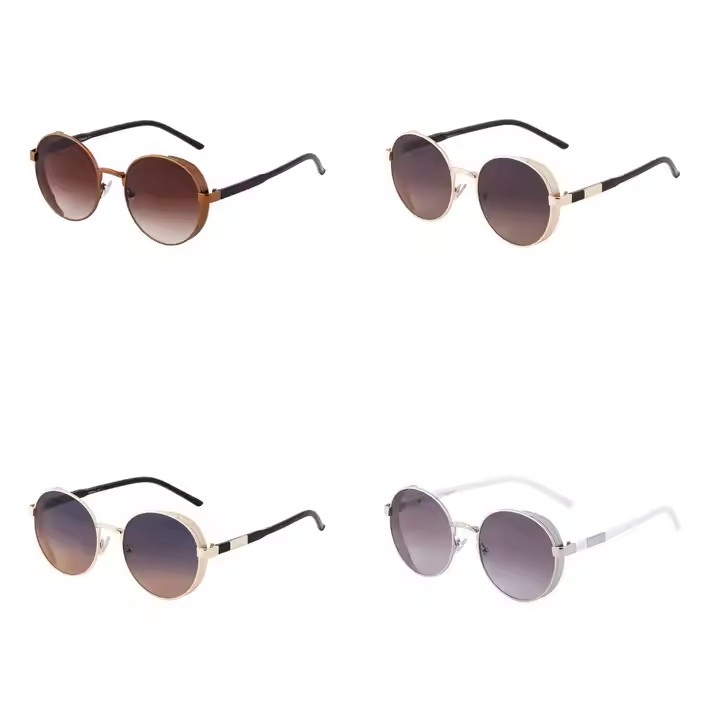 Outdoor Metal Round Frame Sunglasses Steampunk Retro Uv400 Shades For Men And Women