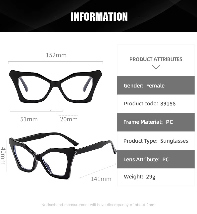 Oversized Frame European And American Style Black Frame Cat-eye Glasses Anti-blue Light, Flat Glasses With Myopia And Degree