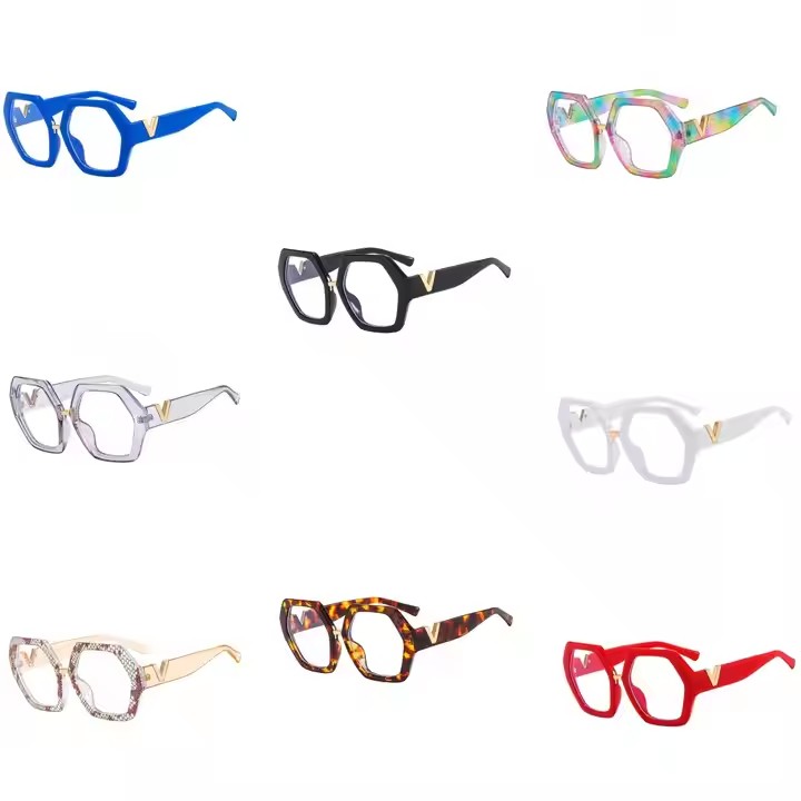 Polygon Anti Blue Light Eyewear Trend Decoration Oversized Optical Frames