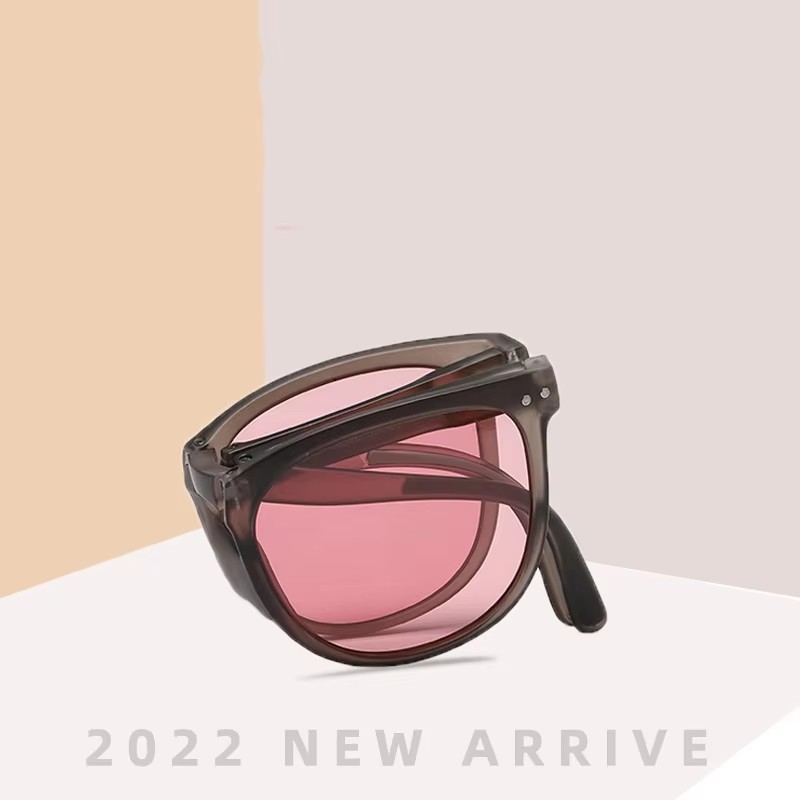 New Popular Polygon-shaped Folding Sunglasses Diverse Colors Including Blue Pink Green Brown Purple Coffee Acetate Pc Daily Use