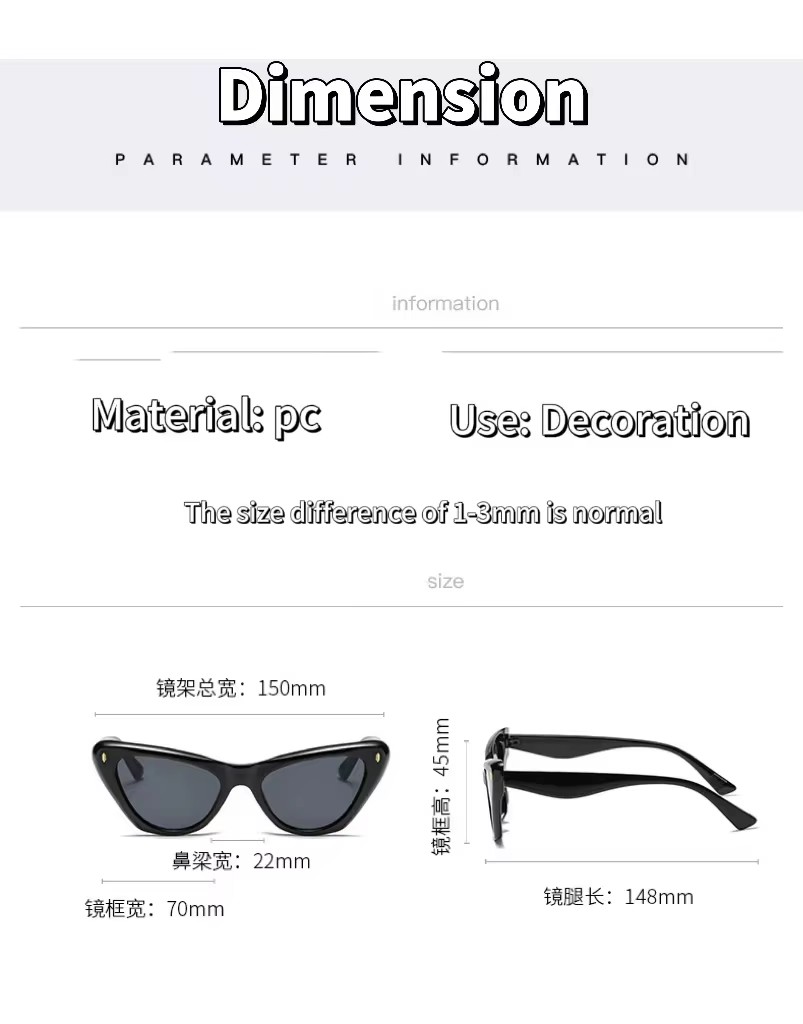 Retro Colored Framed Sunglasses For Women Hipster Personality Influencer Cat Eye Glasses