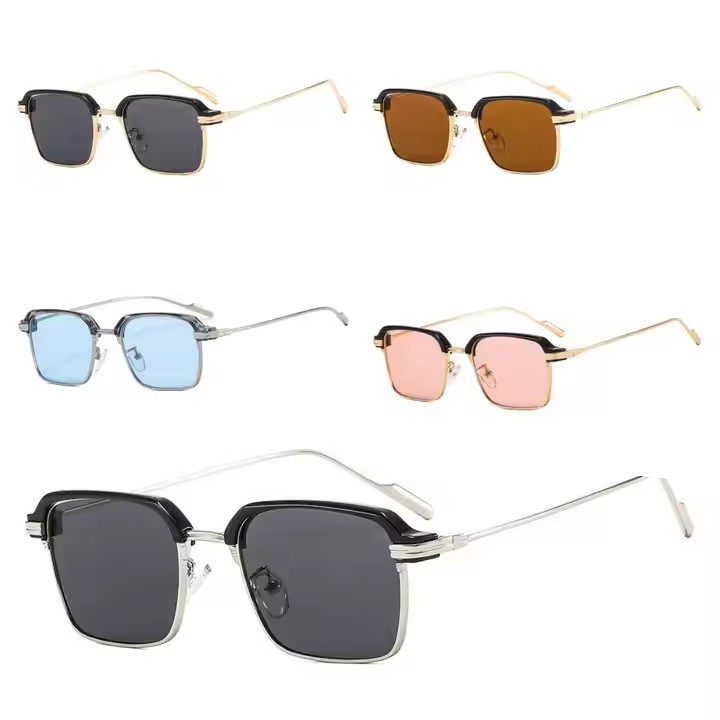 Retro Fashion Uv Protection Square Frame Sunglasses Men Women Gradient Lenses Travel Style Printed Logo Retro Eyeglasses Frames