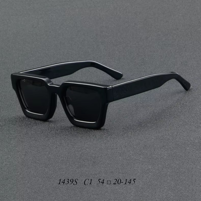 Retro Rectangle Customized Sunglasses Luxury Fashionable Thick Acetate Sunglasses Polarized For Mens Women