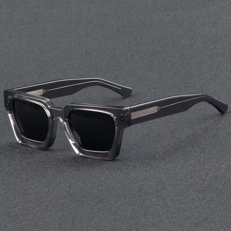 Retro Rectangle Customized Sunglasses Luxury Fashionable Thick Acetate Sunglasses Polarized For Mens Women