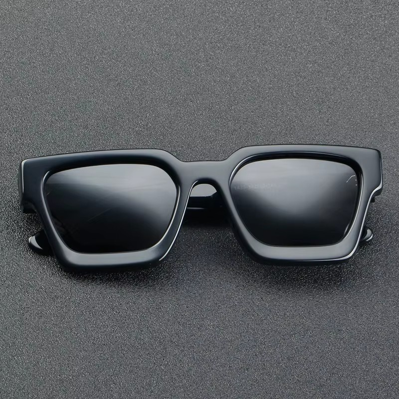 Retro Rectangle Customized Sunglasses Luxury Fashionable Thick Acetate Sunglasses Polarized For Mens Women