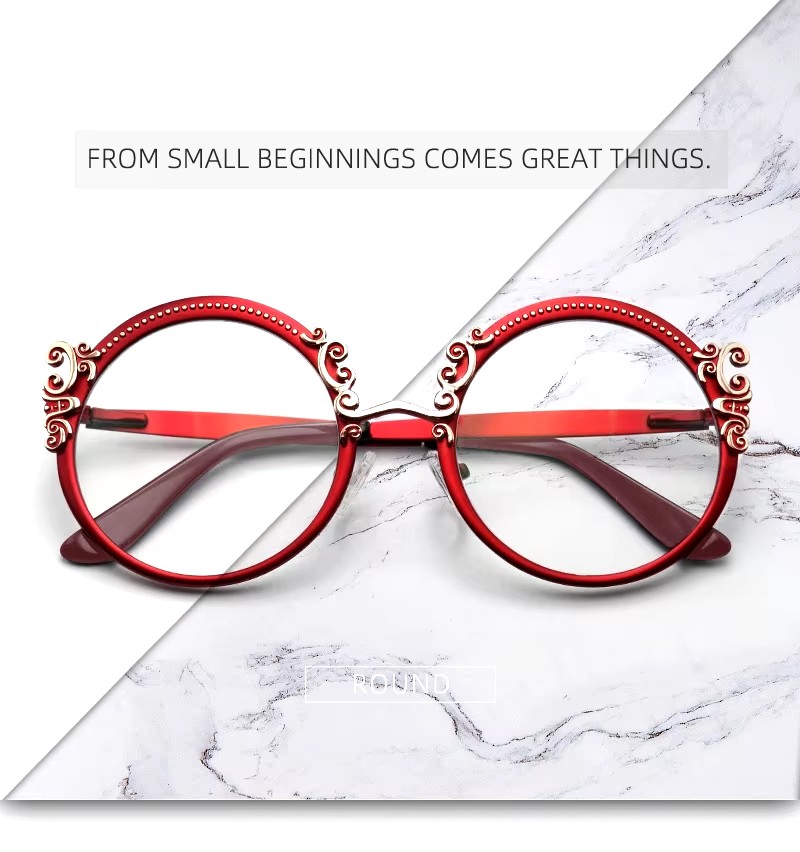 Retro Round Glasses For Women European And American Fashion Metal Optical Plain Glasses Frame Style Ultra-light