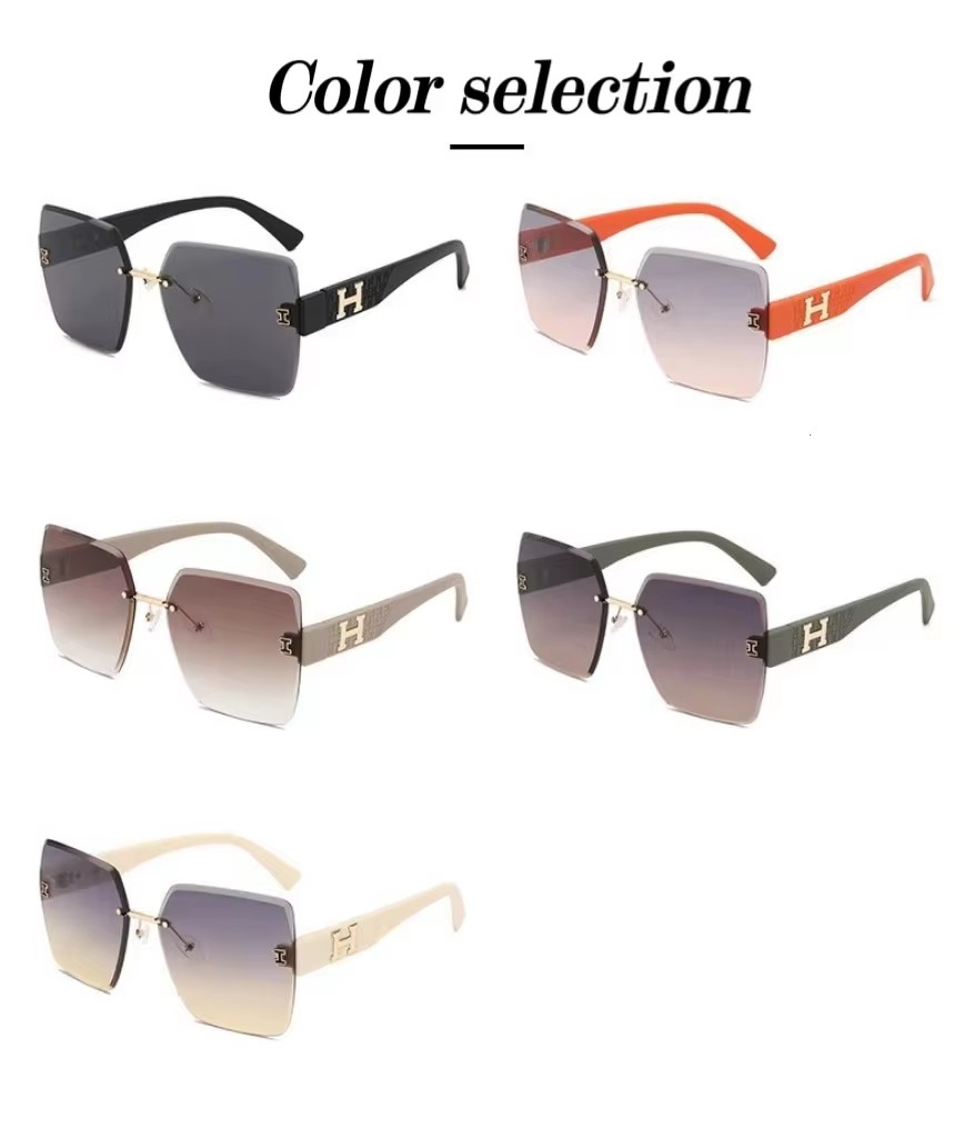 Rimless Cut Edge Sunglasses Women 2024 New Square Slimming Large Frame Shading Sunglasses