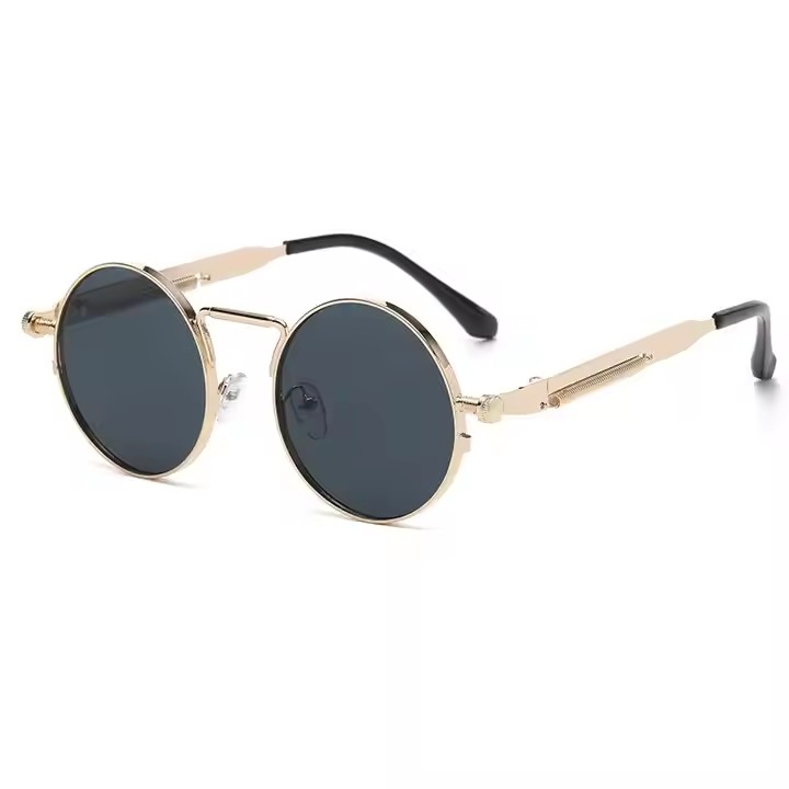 Round Frame Metal Spring Leg Sunglasses Punk Sunglasses