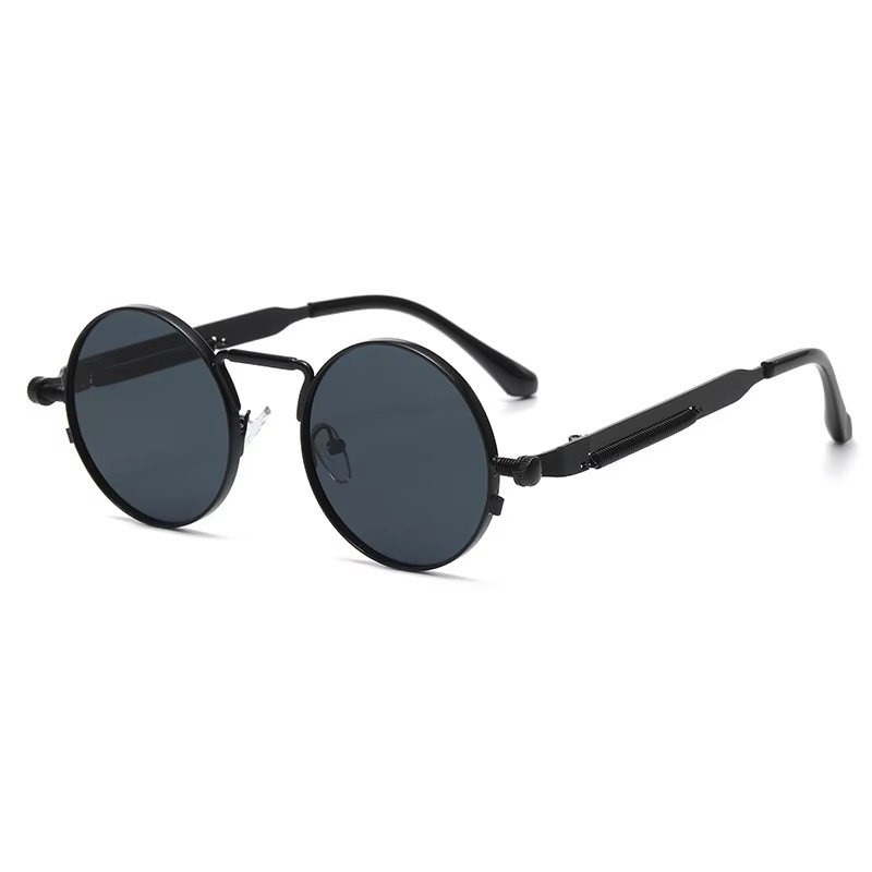 Round Frame Metal Spring Leg Sunglasses Punk Sunglasses