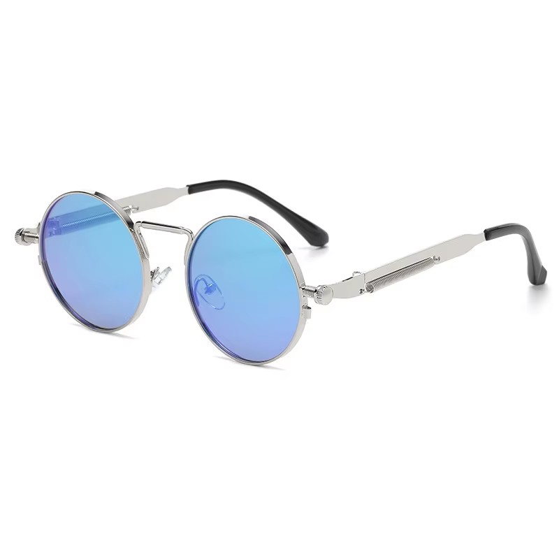 Round Frame Metal Spring Leg Sunglasses Punk Sunglasses