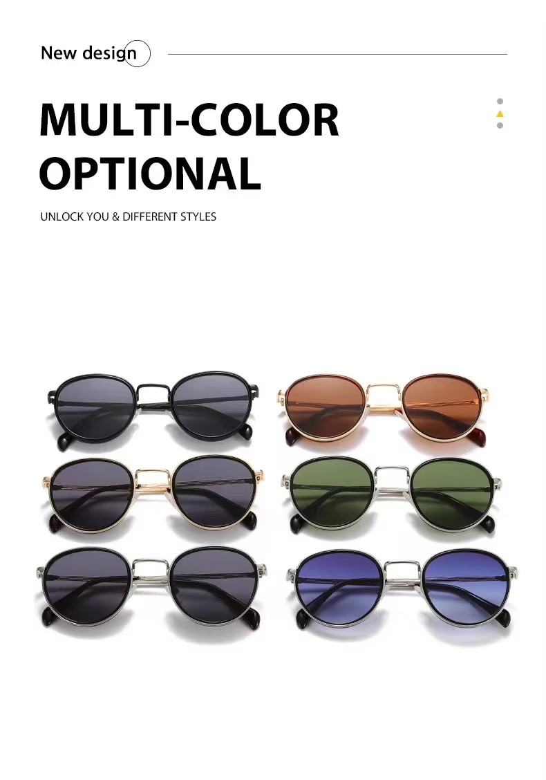 Round Frame Metal Sunglasses Uv Protection For Men And Women Amazon Retro Classic European And American Fashion Trend Advanced