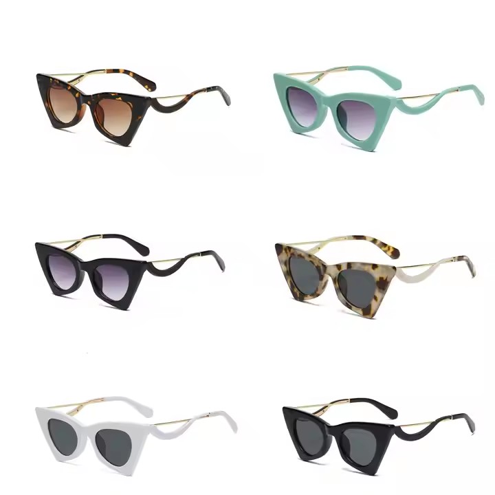 The New European And American Trend Cat-eye Sunglasses Show Personality Curve Mirror Leg Fashion Ladies Sunglasses