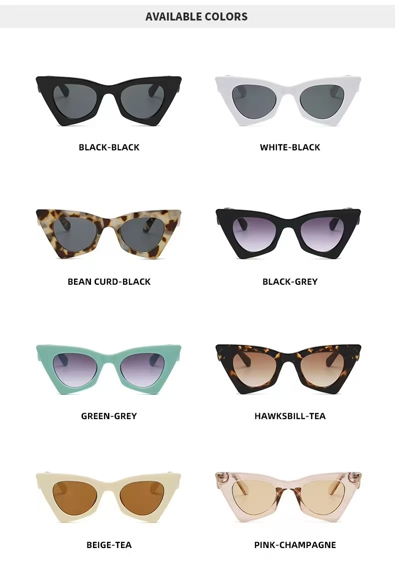 The New European And American Trend Cat-eye Sunglasses Show Personality Curve Mirror Leg Fashion Ladies Sunglasses