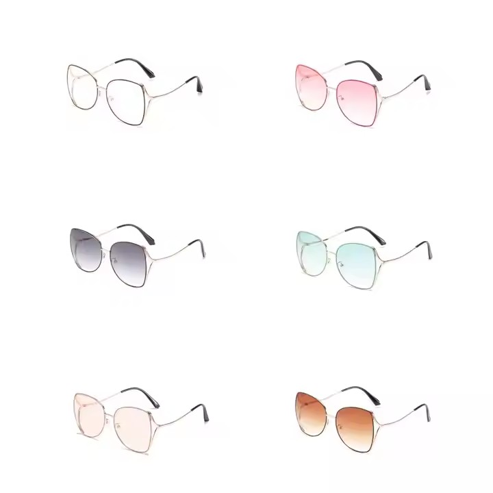 Trend Fashion Design Gradient Custom Logo Sunglasses Uv400 Protection Metal Shades For Women