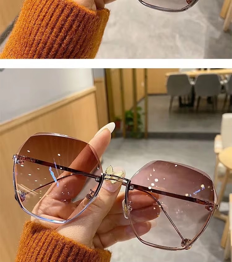 Unisex Blue Pink Gradient Sunglasses Light Lenses Rectangle Style Daily Use Metal Frame Travel Sea Street Women's Sunglasses