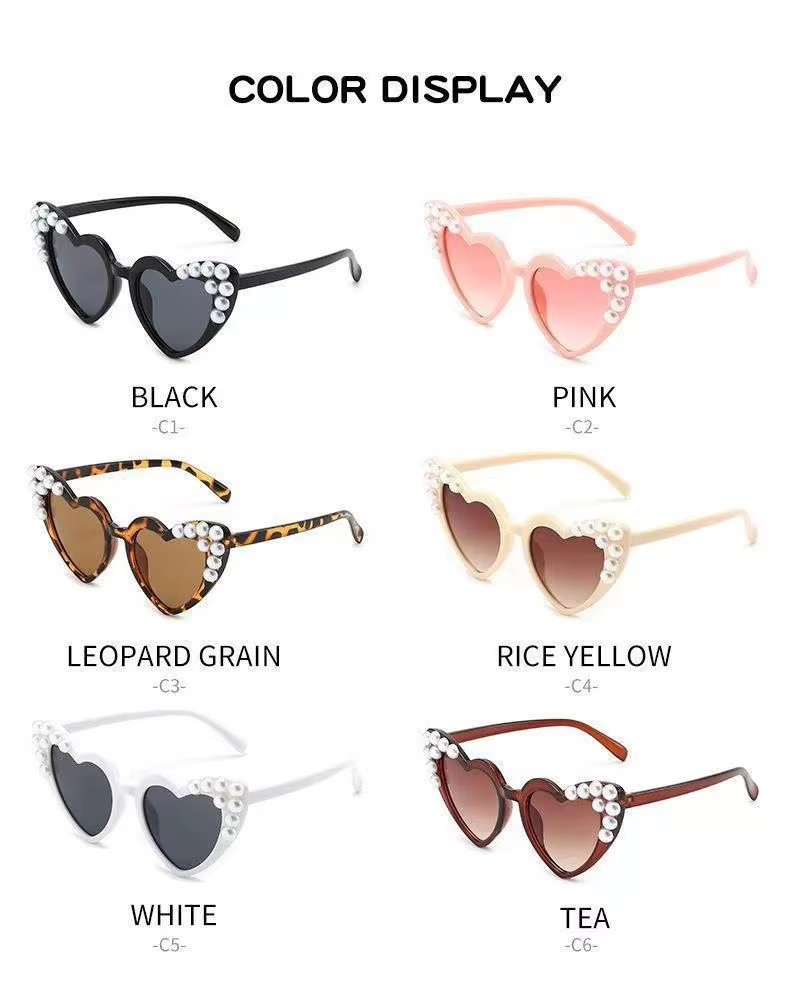 Unisex Children's Sunglasses Baby Heart-shaped Glasses In Red White Gold Pink Yellow With Fashionable Pc And Ac Frames