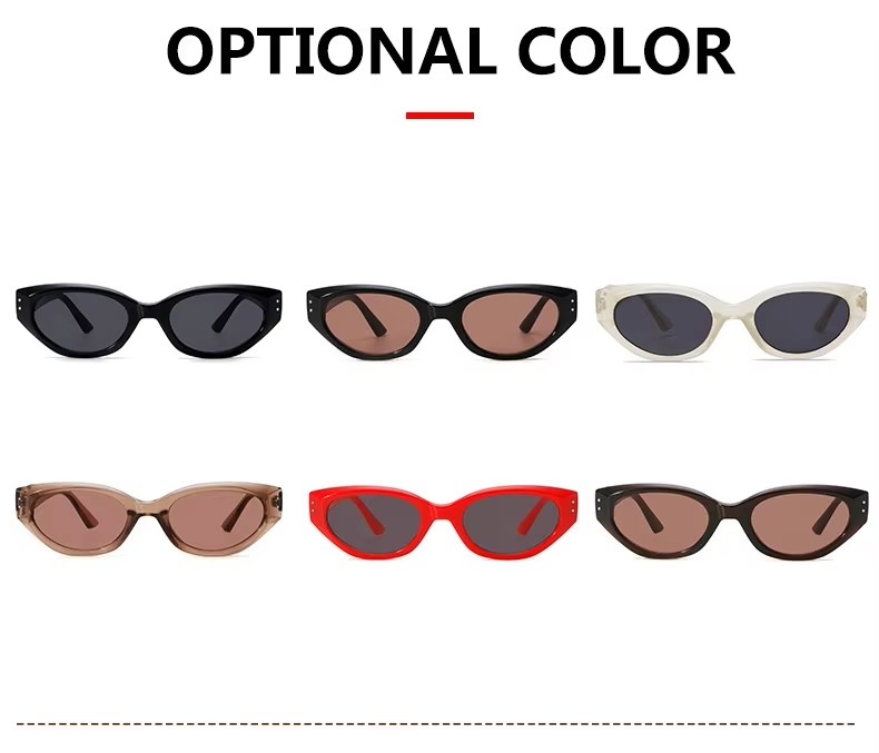 Unisex Retro Cat-eye Sunglasses With Small Frame Hot Girl Street Style Photo Advanced Sense For Women Small Face Black Red Lens