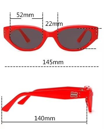 Unisex Retro Cat-eye Sunglasses With Small Frame Hot Girl Street Style Photo Advanced Sense For Women Small Face Black Red Lens