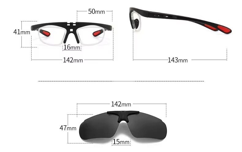 Unisex Retro Cycling Sunglasses Clip Polarizing Mirror Set Sports Sunglasses Myopia Glasses Frame Tide Reading Glasses Men Women