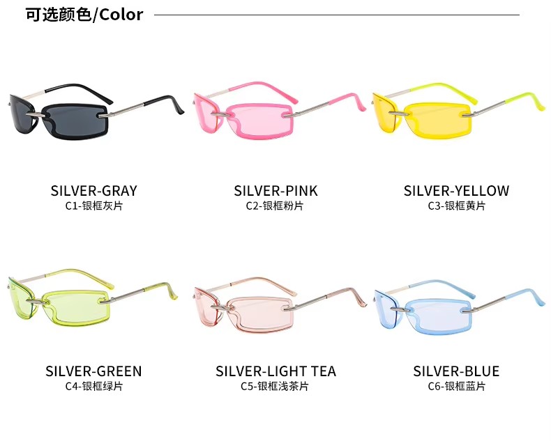 Unisex Retro Y2k Uv400 Protection Sunglasses Square Metal Outdoor Eyeglasses Gold Silver Red White Yellow C5 C6 C2 Parties Box