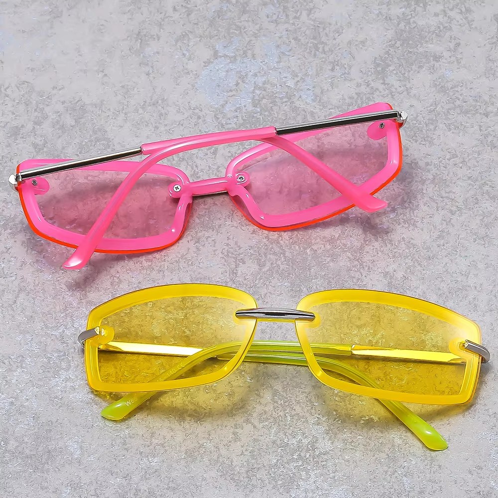 Unisex Retro Y2k Uv400 Protection Sunglasses Square Metal Outdoor Eyeglasses Gold Silver Red White Yellow C5 C6 C2 Parties Box