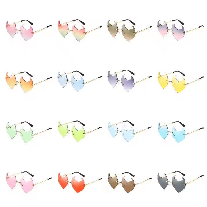 Unisex Rimless Heart-shaped Sunglasses Trendy Party Fashion Irregular Pc Gold Blue Red Pink Yellow Orange Purple White Shades