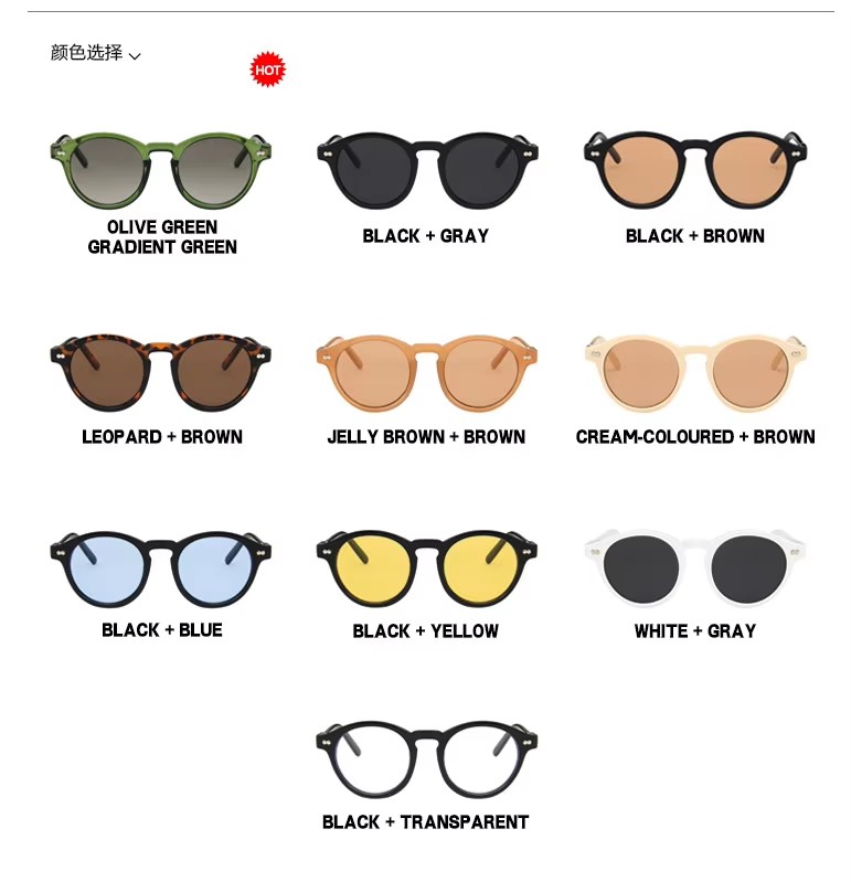 Vintage Promotion Sunglasses Women Retro Round Ocean Lens Sun Glasses 2023 Wholesale Fashionable Sunglasses