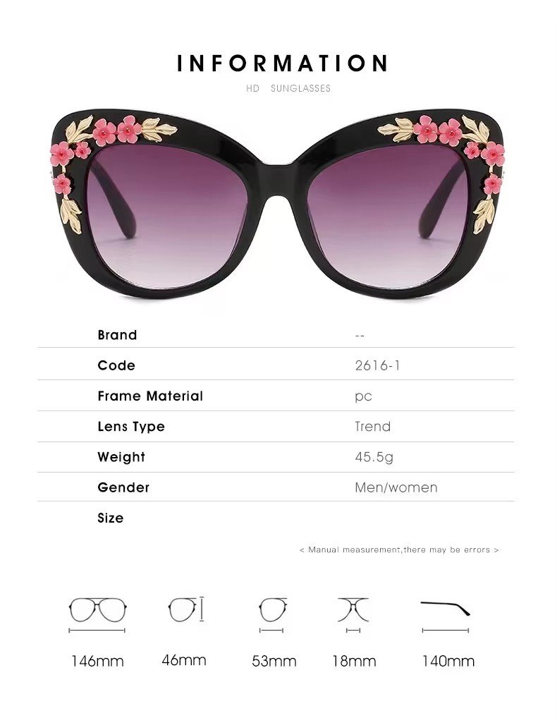 Wholesale Retro Cat-eye Sunglasses With Floral Plastic Gradient Lens Unisex Red Frame For Men And Women Amazon Foreign Trade