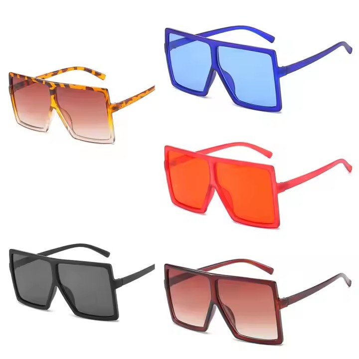 Wholesale Unisex Square Frame Oversized Sunglasses White Acetate Shades Blue Light Filtering Trendy Prescription Eyewear