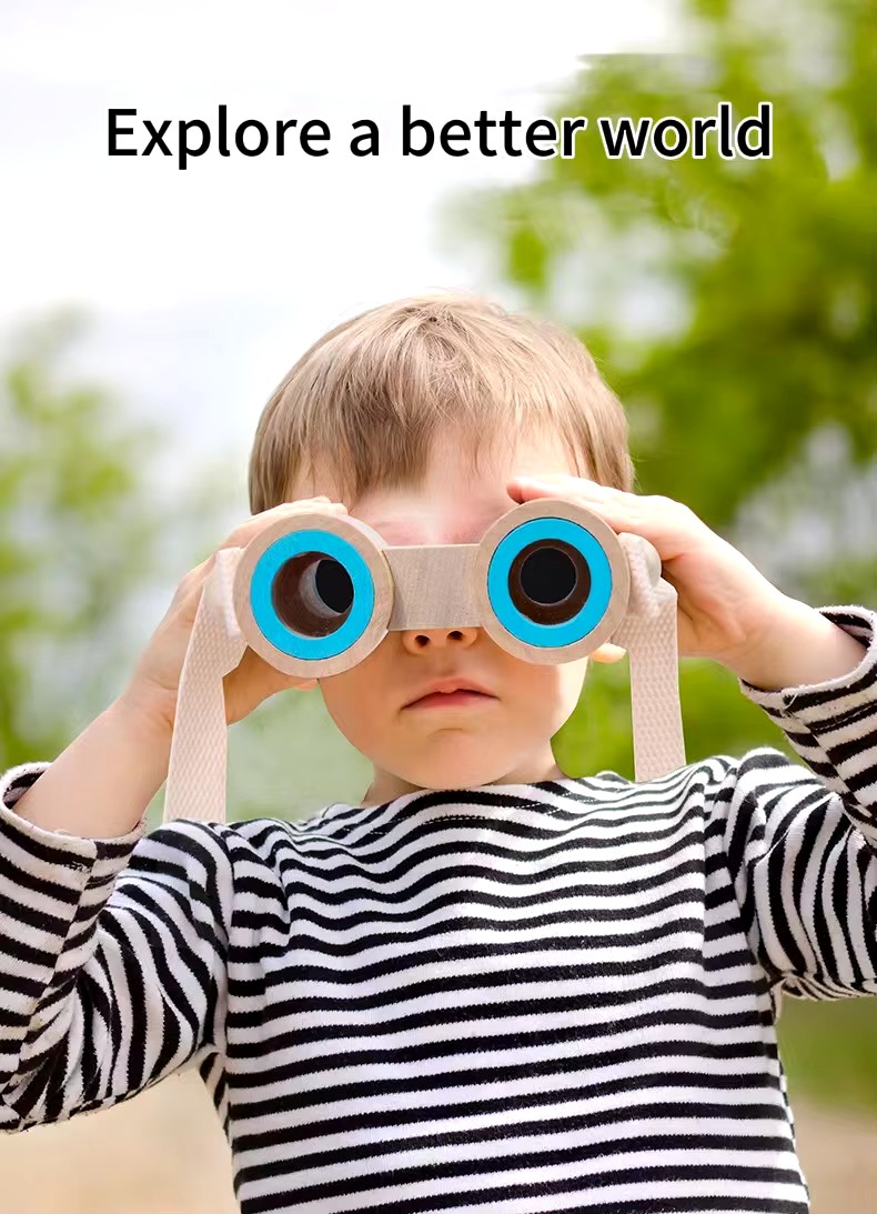 Wooden Children's Telescope Games Magnifying Glass